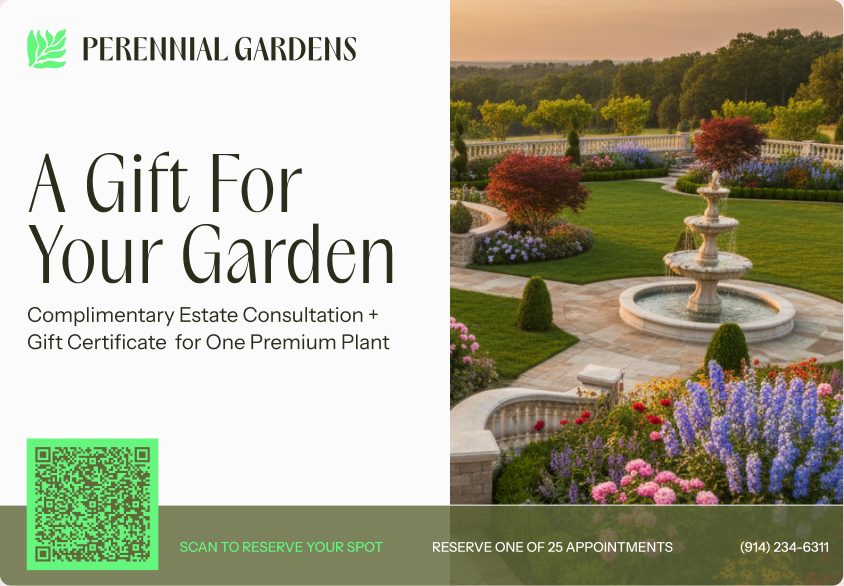 Garden center event postcard with a QR booking code